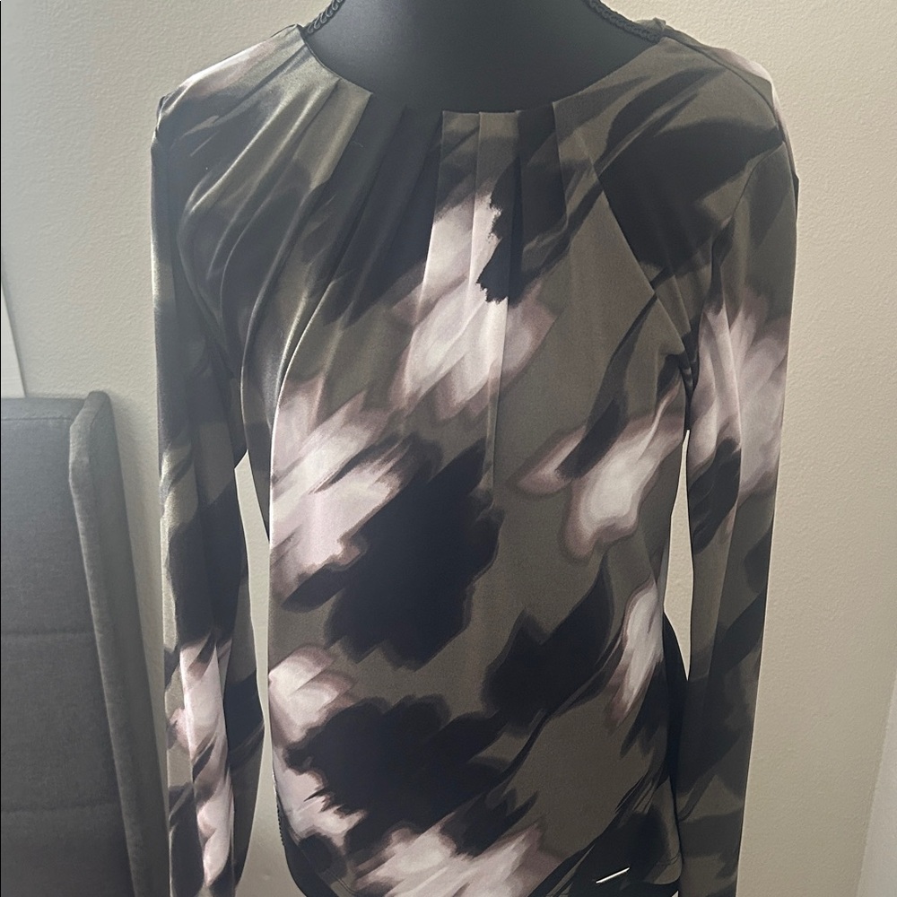 Calvin Klein Black and Pink Abstract Blouse